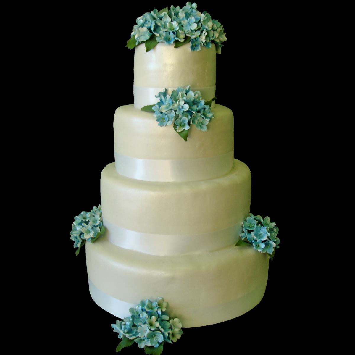 Wedding cakes with hydrangea flowers